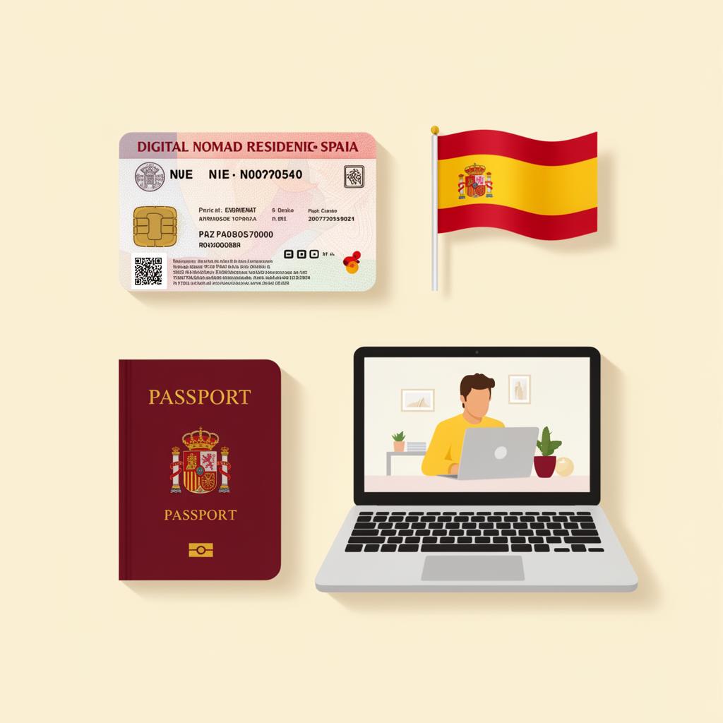 Spain digital nomad residence permit, passport and remote work setup